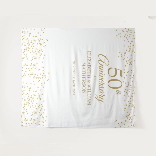 50e verjaardag Gouden Bruiloft Foto Achtergrond Wandkleed (Voorkant (horizontaal))