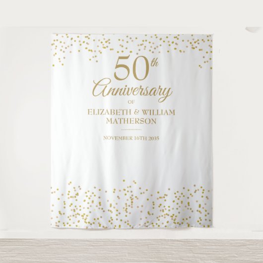 50e verjaardag Gouden Bruiloft Foto Achtergrond Wandkleed (Voorkant)