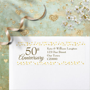 50e verjaardag Gouden confetti retouradres Etiket