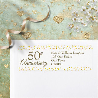 50e verjaardag Gouden confetti retouradres Etiket