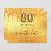 50e verjaardag gouden druppels Bewaar de datumkaar (Voorkant / Achterkant)