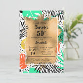 50e verjaardag Gouden en Moderne Tropische Uitnodi (Staand voorkant)