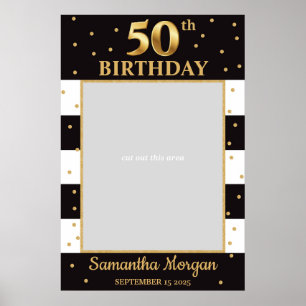 50e verjaardag Gouden en Zwarte Fotoprop Frame Poster