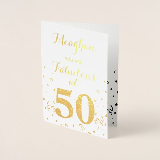 50e verjaardag Gouden folie Fabulous op 50 Folie Kaarten (Voorkant)