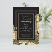 50e verjaardag: gouden, geel en geelbruin roos pri kaart (Staand voorkant)