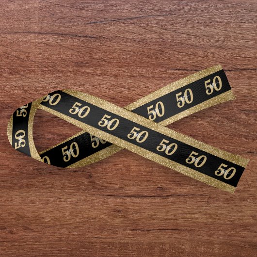 50e verjaardag Gouden Glitter Satijnen Lint