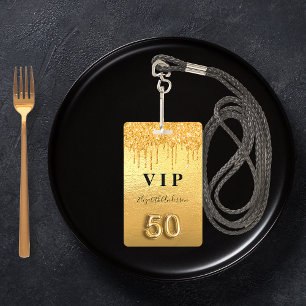 50e verjaardag gouden glitters druppels badge