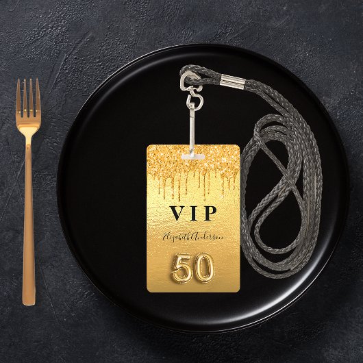 50e verjaardag gouden glitters druppels badge