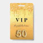 50e verjaardag gouden glittersparels badge (Voorzijde)