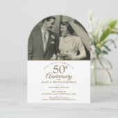 50e verjaardag Gouden Harten Huwelijksfoto-boog Kaart (Staand voorkant)