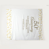 50e verjaardag Gouden Hartjes Photobooth Achtergro Wandkleed (Voorkant (horizontaal))