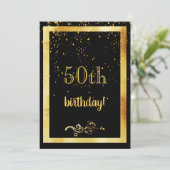 50e verjaardag gouden lijst zwart kaart (Staand voorkant)