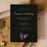 50e verjaardag gouden Muzieknoten Elegant Kaart<br><div class="desc">Deze bewerkbare elegante 50e verjaardagsuitnodiging is voorzien van een golvende notenbalk met muzieknoten en een drievoudige sleutel in faux gold op een zwarte achtergrond, aangevuld met moderne scripttypografie. Perfect voor verjaardagsfeestjes voor volwassenen, muziekevenementen en muziekliefhebbers. Pas het aan met uw eigen tekst en gebruik de bewerkingstool om de lettergrootte en...</div>