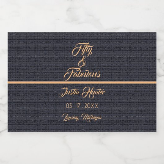 50e verjaardag Gouden naam Mini Mousserende Wijn L Sparkling Wijnetiket (Enkel label)