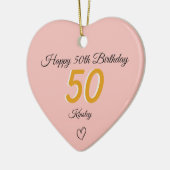 50e verjaardag Gouden Schaduw Monogram hart Keramisch Ornament (Links)