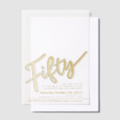 50e verjaardag gouden script tekst overlay vellum uitnodigingen (Offset)