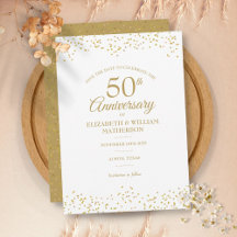 50e verjaardag Gouden Stof Confetti Save the Date