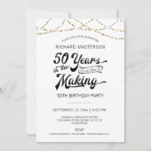 50e verjaardag gouden string lichten kaart (Voorkant)