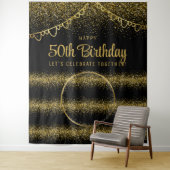 50e verjaardag Gouden Viering Foto Achtergrond Wandkleed (In situ)