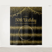 50e verjaardag Gouden Viering Foto Achtergrond Wandkleed (Voorkant)