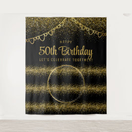 50e verjaardag Gouden Viering Foto Achtergrond Wandkleed