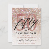 50e verjaardag grafische glitter ombre sparen de d save the date (Voorkant)