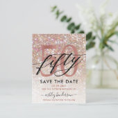 50e verjaardag grafische glitter ombre sparen de d save the date (Staand voorkant)