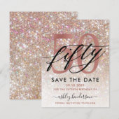 50e verjaardag grafische glitter ombre sparen de d save the date (Voorkant / Achterkant)