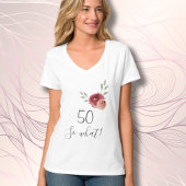 50e Verjaardag Grappig Script Waterverf Floral T-shirt