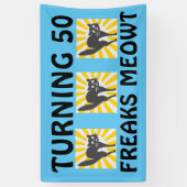 50E VERJAARDAG GRAPPIGE KATTENBANNER SPANDOEK (Verticaal)