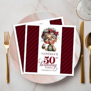 50e Verjaardag Grappige Oude Dame Papieren Feestse Servet