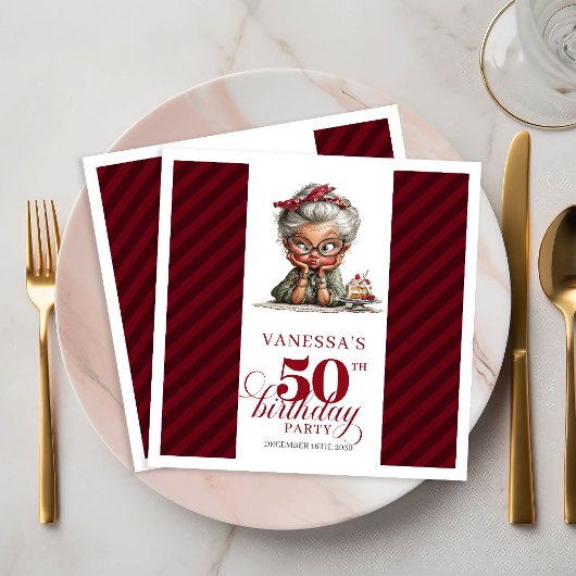 50e Verjaardag Grappige Oude Dame Servetten Tafel 