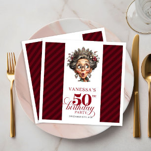50e Verjaardag Grappige Oude Dame Whimsicale Papie Servet