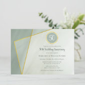 50e verjaardag grayed jade w gold lijst kaart (Staand voorkant)