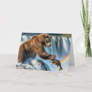 50e verjaardag Grizzlybeer vangt een zalm Kaart
