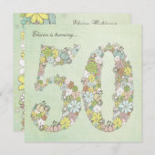 50e verjaardag Groene bloei Aangepaste Uitnodiging (Voorkant / Achterkant)