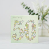 50e verjaardag Groene bloei Aangepaste Uitnodiging (Staand voorkant)