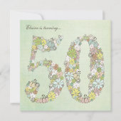 50e verjaardag Groene bloei Aangepaste Uitnodiging (Voorkant)