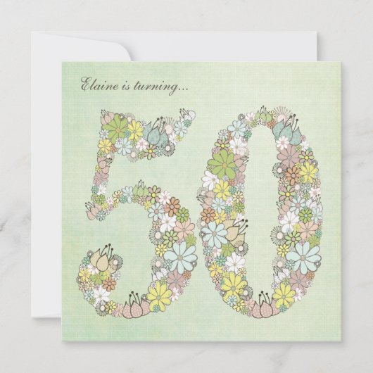 50e verjaardag Groene bloei Aangepaste Uitnodiging (Voorkant)
