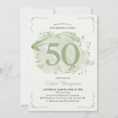 50e verjaardag Groene sierlijke Wildbloem nummer 5 Kaart (Voorkant)