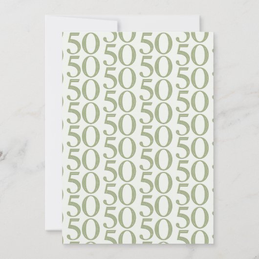 50e verjaardag Groene sierlijke Wildbloem nummer 5 Kaart (Achterkant)