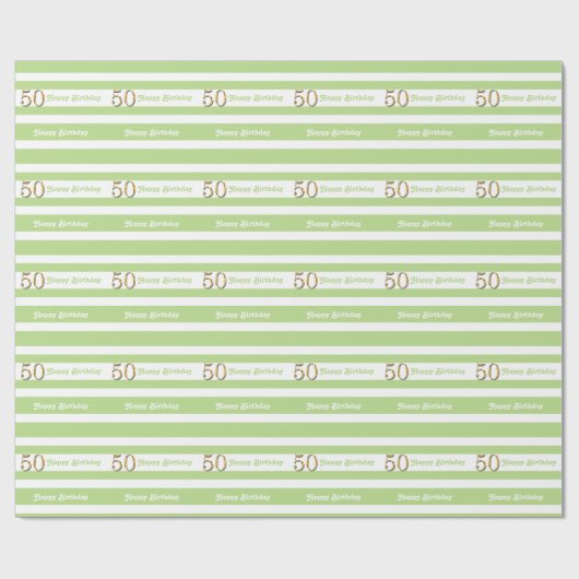 50e verjaardag groene witte vrouwen cadeaupapier (Vlak)