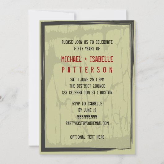 50e verjaardag Grungy Countdown Couples Party Kaart (Achterkant)