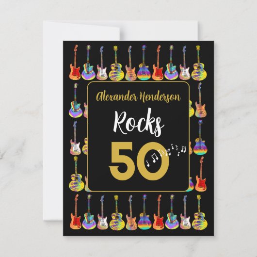 50e verjaardag Guitar Rocks 50 Gepersonaliseerd (Voorkant)