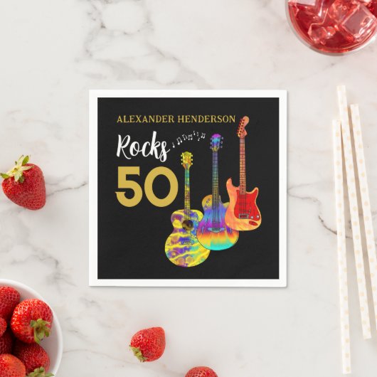 50e verjaardag Guitar Rocks 50 Gepersonaliseerd Servet (Insitu)
