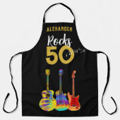 50e verjaardag Guitar Rocks 50 Naam Schort (Voorkant)