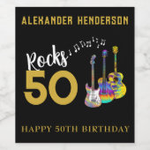 50e verjaardag Guitars Music Rocks 50 Wijn Etiket (Enkel label)