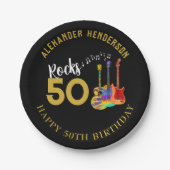 50e verjaardag Guitars Rocks 50 Papieren Bordje (Voorkant)