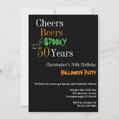 50e verjaardag Halloween Cheers Beers Spooky Party Kaart (Voorkant)