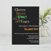 50e verjaardag Halloween Cheers Bieren Griezelfees Kaart (Staand voorkant)